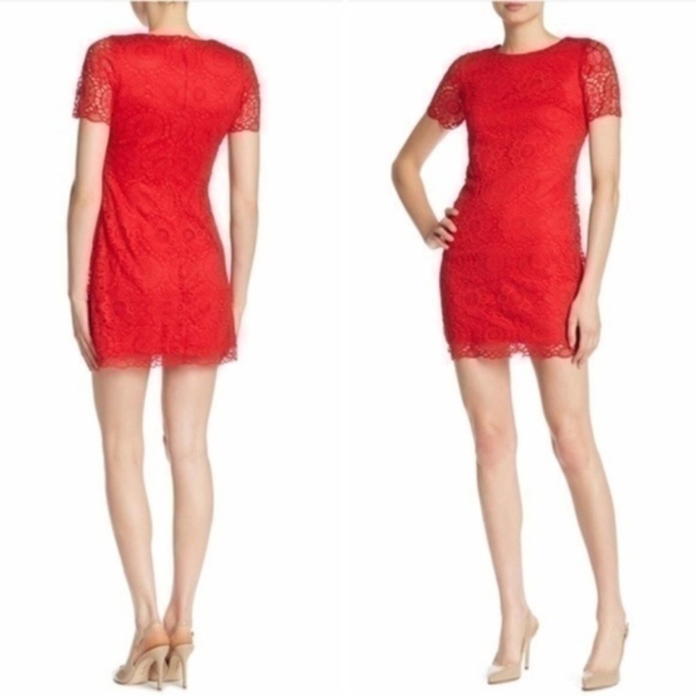Laundry By Shelli Segal Red Lace Sheath Mini Dress *excellent condition …